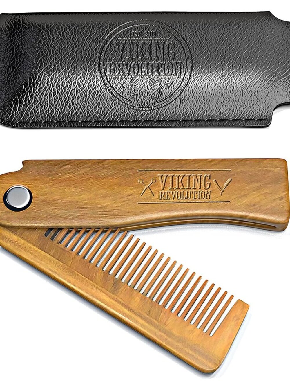 Folding Beard Comb - Natural Wooden Comb - 1 Count